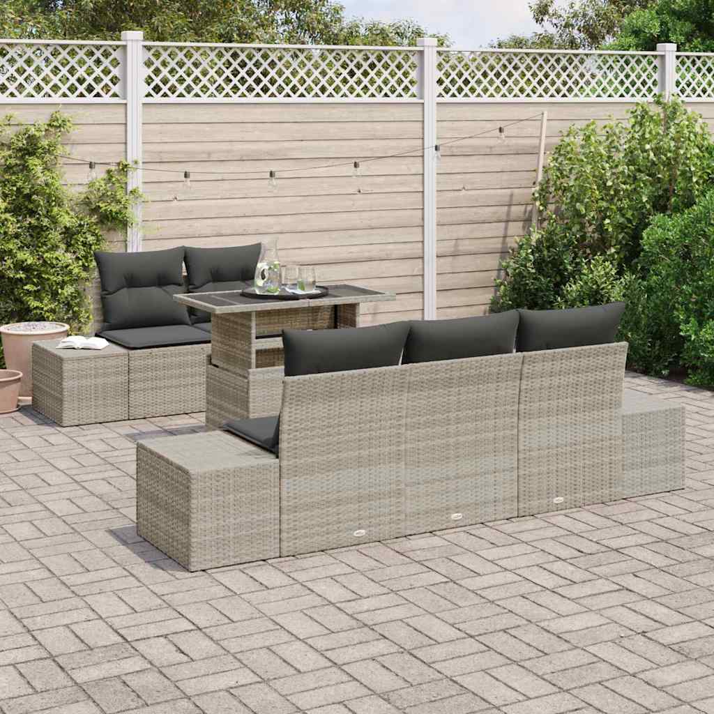 Garten-Sofa-Set 6 pcs Hellgrau und Dunkelgrau 100 x 55 x 73 cm